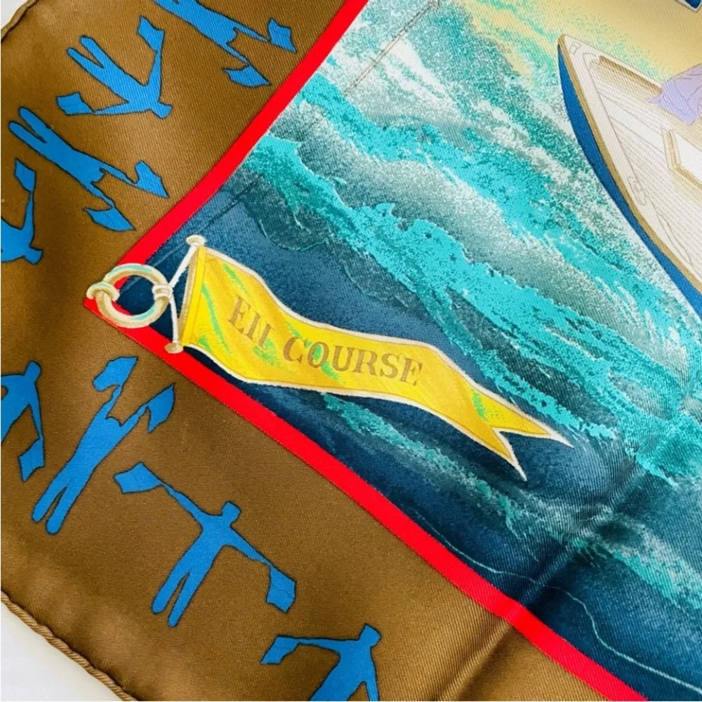 HERMES En Course Silk Twill Scarf - Picture 9 of 11